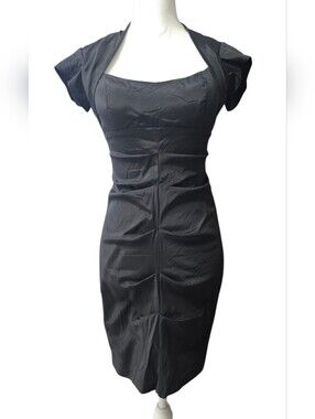 Betsy & Adam Black Satin Dress